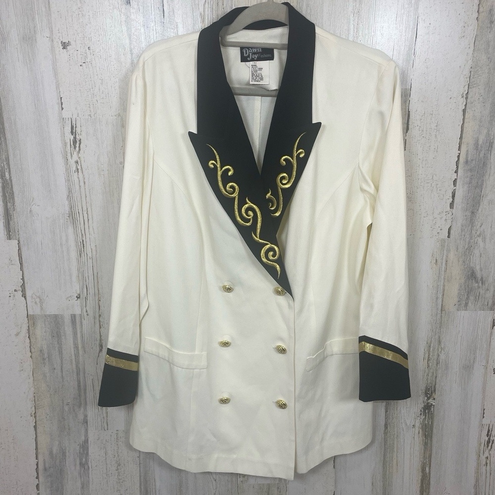 Vintage Dawn Joy Fashions Nautical Military Blazer size 18W Double Breasted‎